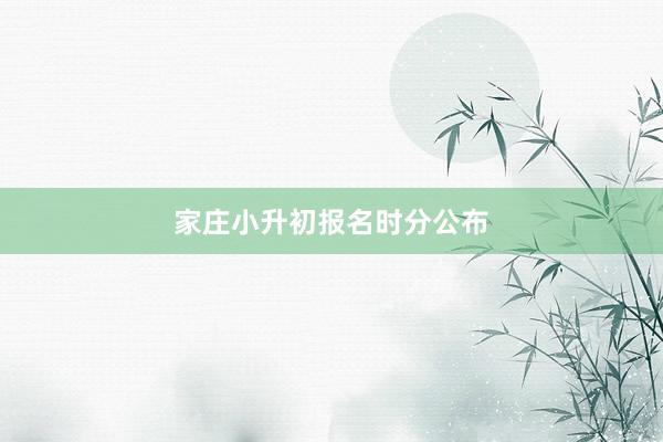 家庄小升初报名时分公布